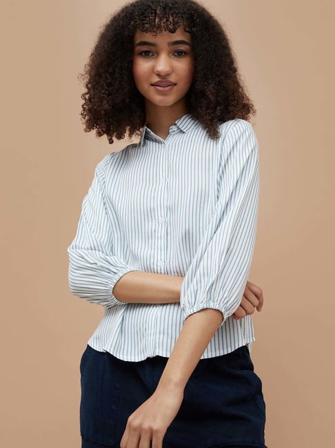 Fame Forever By Lifestyle Off White Regular Fit Striped Shirt-picture-38