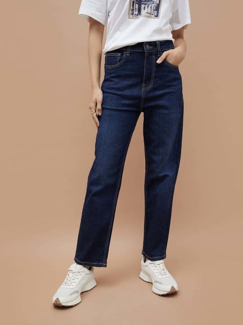 Fame Forever By Lifestyle Dark Blue Cotton Regular Fit Jeans-picture-20