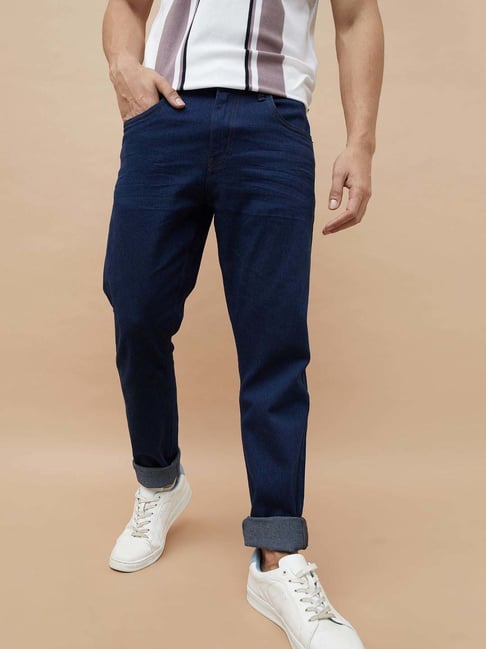 Fame Forever By Lifestyle Navy Cotton Slim Fit Jeans
