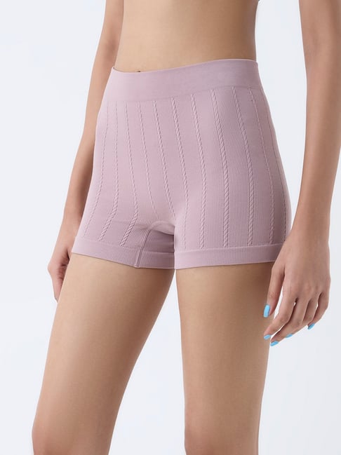 Superstar by Westside Mauve Knitted Seam-Free Boy Shorts Briefs