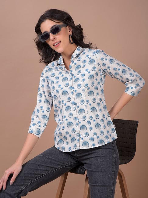 Crimsoune Club White and Blue Printed Shirt-picture-10
