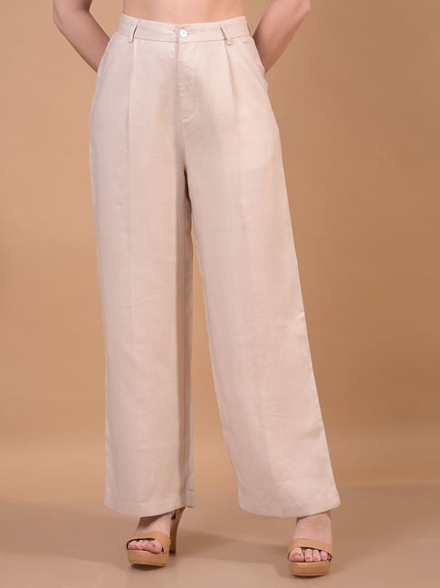 Crimsoune Club Beige Blended Mid Rise Trousers-picture-37