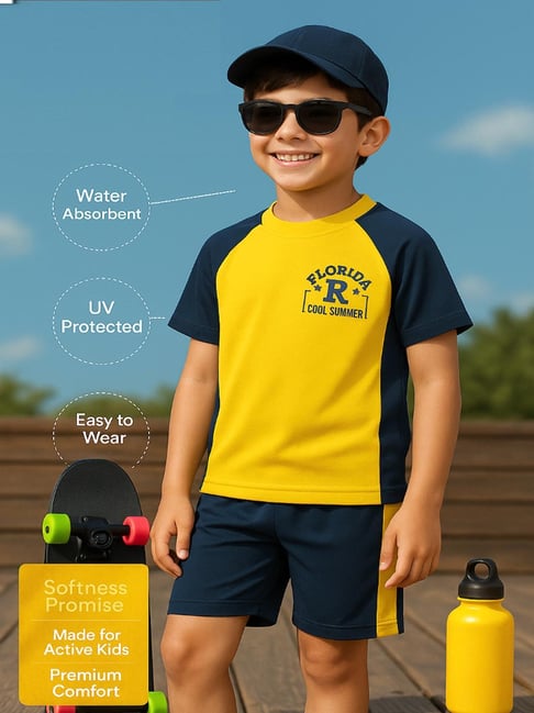 Bubble Berry Boys Yellow Color Block Swimsuit-picture-32