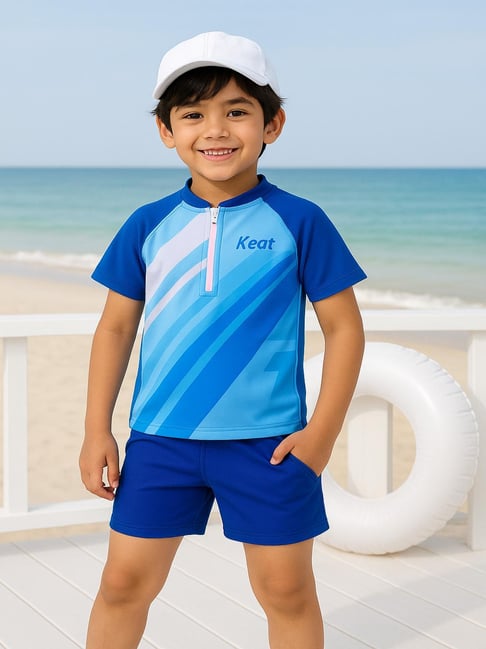 Bubble Berry Boys Blue Printed Swimsuit