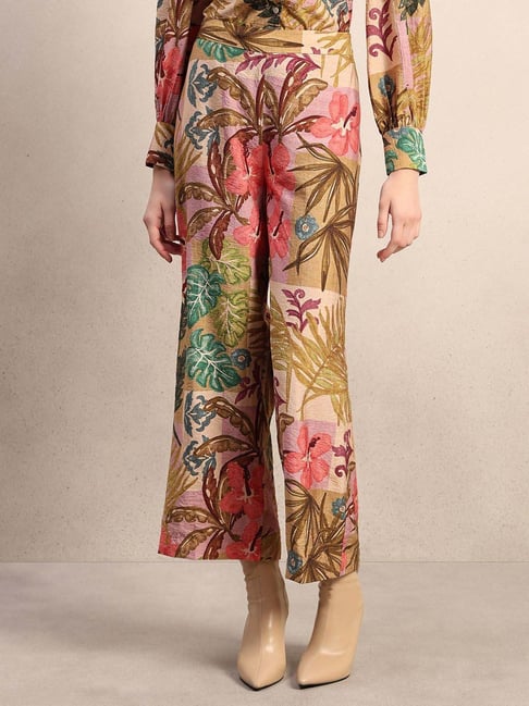 Vero Moda Multicolor Straight Fit Floral Print Trousers