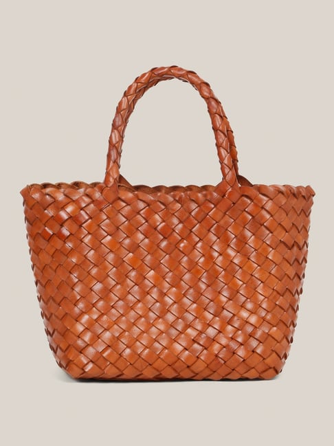 Hats Off Accessories Tan Woven Medium Leather Handbag-picture-38