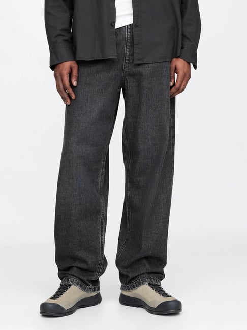 gap black blended solid relaxed fit jeans