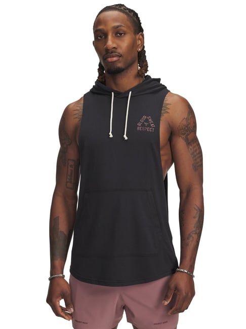 Under Armour Black Regular Fit Printed Sports Hoodie