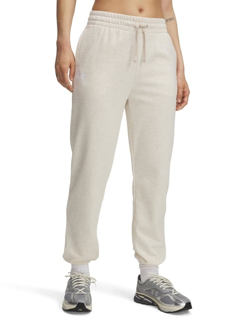 Under Armour White Cotton Relaxed Fit Sports Trackpants