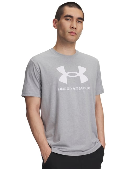 Under Armour Grey Regular Fit Logo Printed Sports T-Shirt-picture-14