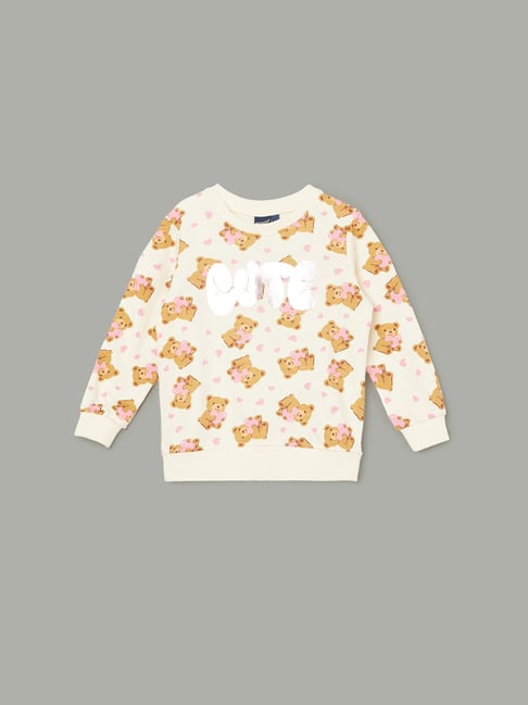 Juniors by Lifestyle Girls Off White Cotton Printed Sweatshirt-picture-19