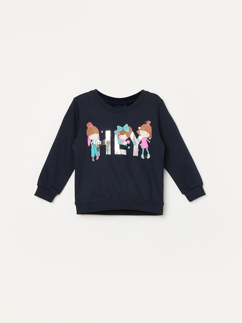 Juniors by Lifestyle Girls Navy Cotton Printed Sweatshirt-picture-20