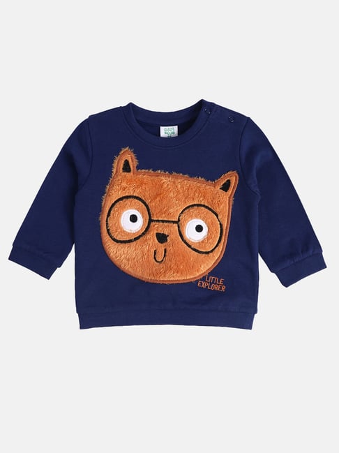 Miniklub Boys Blue Regular Fit Knitted Sweatshirt