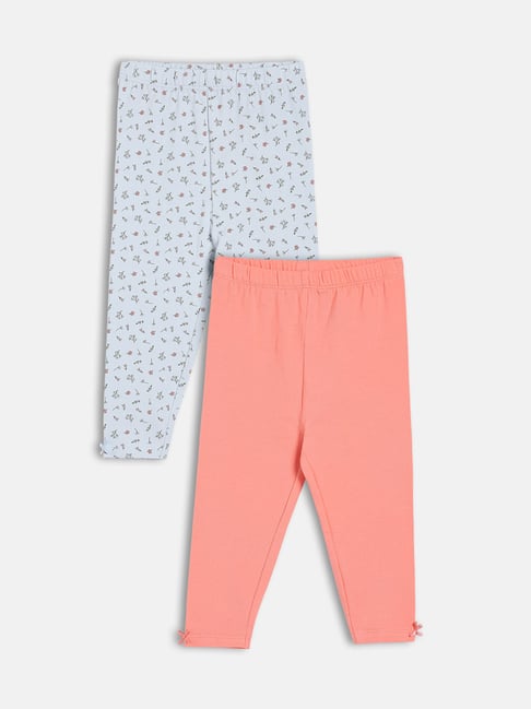 Miniklub Girls Blue & Pink Regular Fit Knitted Leggings