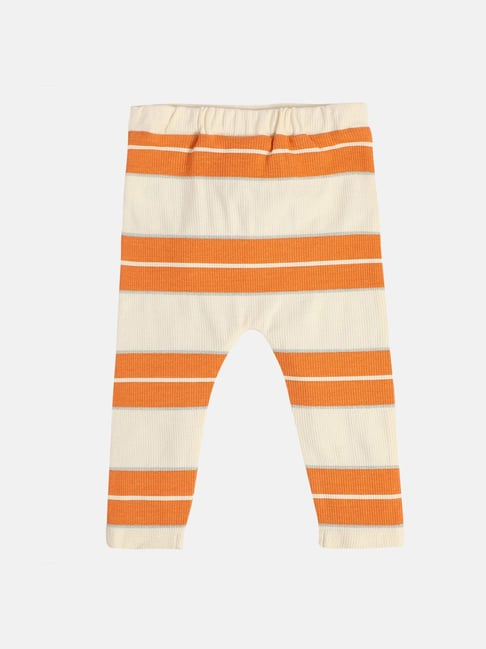Miniklub Girls Marshmallow & Orange Regular Fit Knitted Leggings