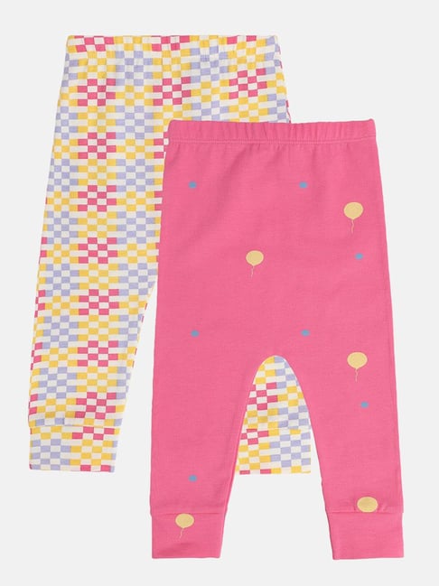 Miniklub Girls Pink & Marshmallow Regular Fit Knitted Leggings