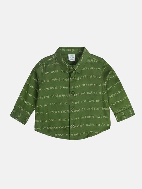 Miniklub Boys Green Regular Fit Woven Shirt