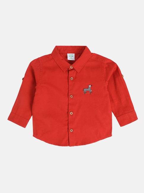 Miniklub Boys Rust Orange Regular Fit Woven Shirt