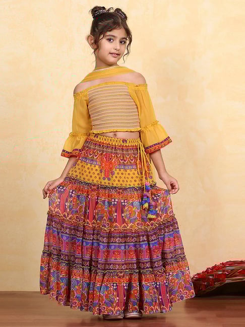 BIBA Girls Multicolored Printed Lehenga Set