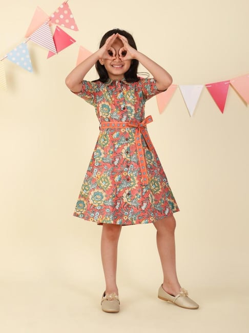 Fabindia Pink Cotton Hand Block Printed Dress-image-43