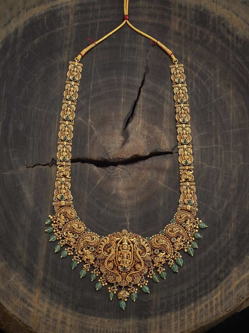 Kushal's Fashion Jewellery Green Gold-Tone Plated Necklace for Women