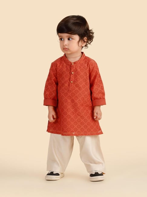 Fabindia Rust Cotton Silk Blend Kurta 2Pc Set-picture-45