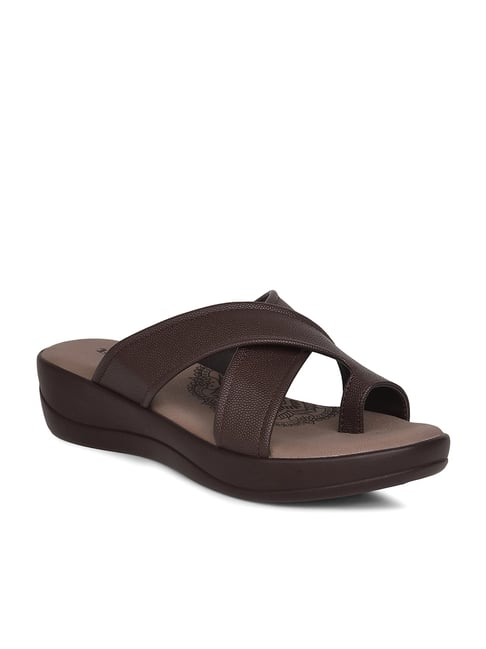 Bata Women's EVE TOE RING Brown Toe Ring Sandals