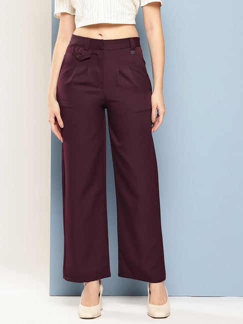Aarika Wine Polyester Solid Pants-picture-14