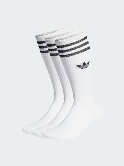 Adidas Originals White Crew Striped Calf Socks Pair of M