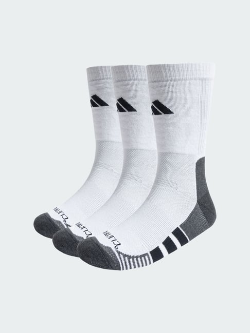 adidas White PRF CSH CREW Striped Calf Socks Pair of 3 - L-image-16
