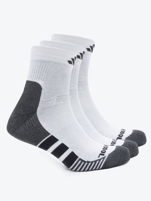 adidas White PRF CUSH Striped Ankle Socks Pair of 3 - L-picture-27