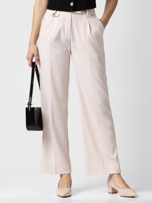 Van Heusen White Regular Fit Trousers