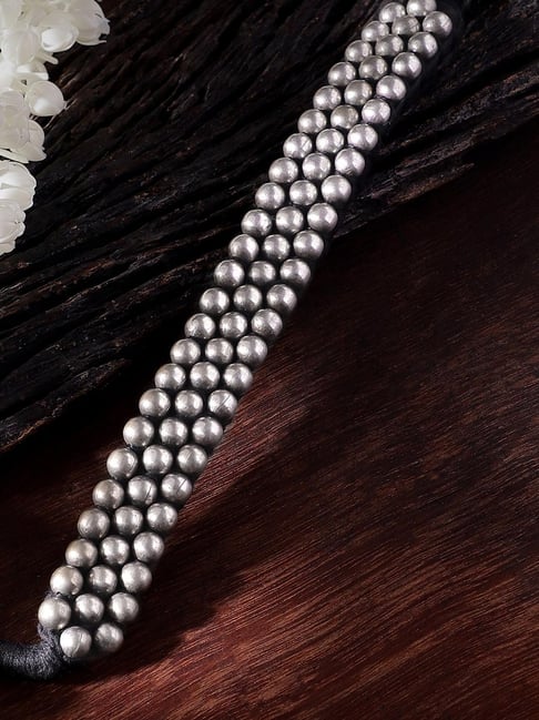 Rubans Silver Plated Black Necklace for Women-picture-42