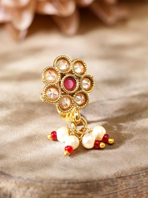 Rubans Gold-Tone Plated Pink Nosepin for Women