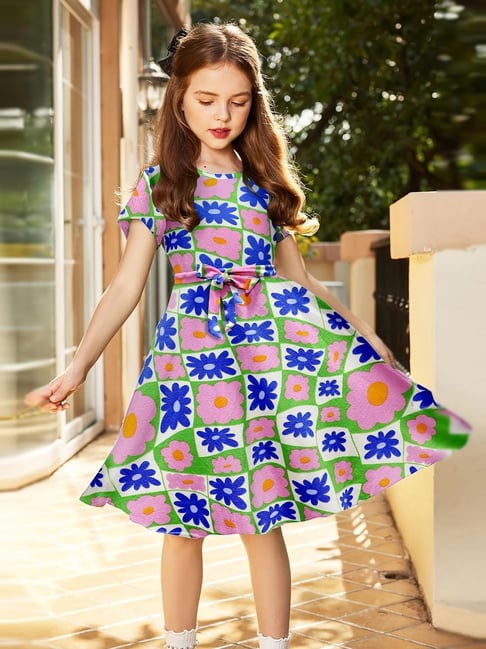 Ompax Girls Multi Color Floral Dress-picture-21