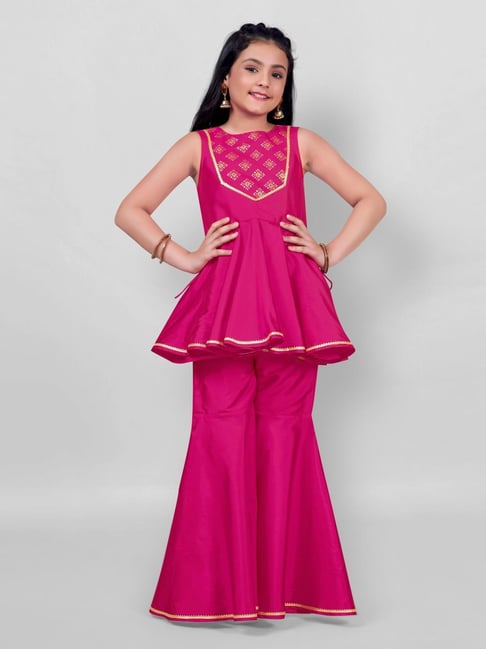 Fashion Dream Girls Pink Printed Kurta and Sharara-picture-44