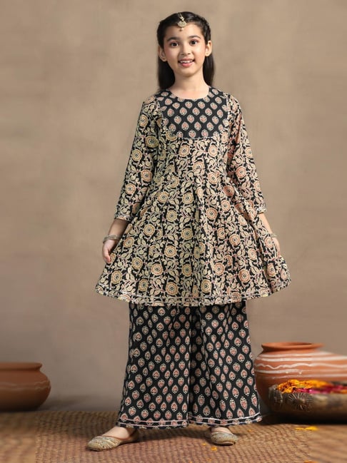 Fashion Dream Girls Black Floral Kurta and Palazzo-picture-43