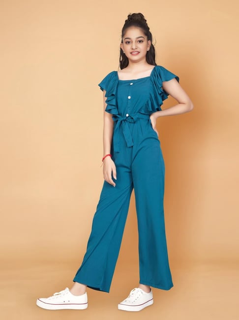 Fashion Dream Girls Blue Solid Jumpsuit