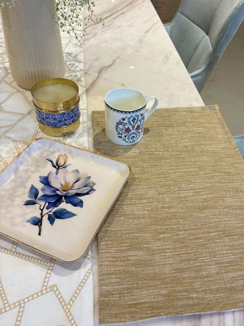 Bells & Whistles Beige Cotton Texture Raffina Placemats - Set of 6