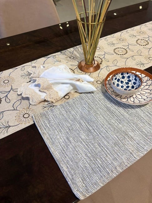 Bells & Whistles Grey Cotton Texture Wovelle Placemats - Set of 6