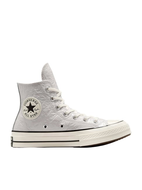 Converse Women's Chuck 70 Crinkled Leather High Top Grey Sneakers