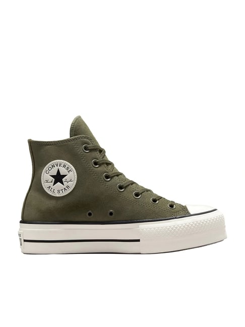 Converse Women's Chuck Taylor All Star Lift Platform Colorful Suede High  Top Green Sneakers