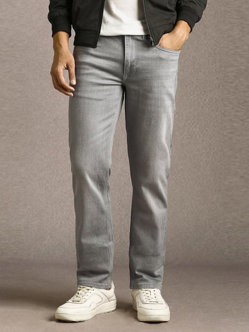 Louis Philippe Grey Cotton Slim Fit Jeans-picture-39