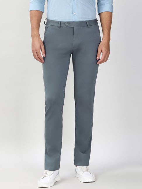 Peter England Grey Slim Fit Trousers-picture-37