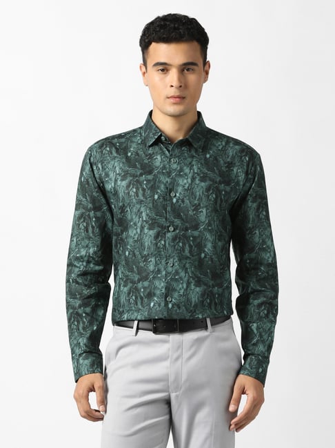 Van Heusen Green Cotton Slim Fit Printed Shirt-picture-33