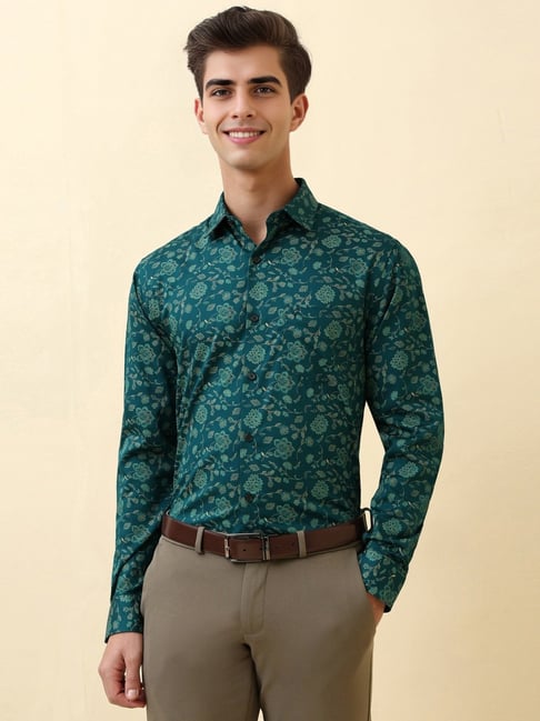 Allen Solly Green Cotton Slim Fit Printed Shirt-picture-17