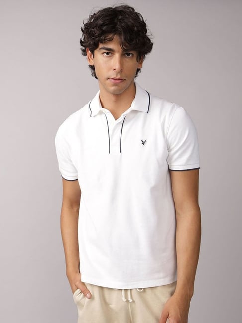 American Eagle White Cotton Regular Fit Polo T-Shirt-picture-15
