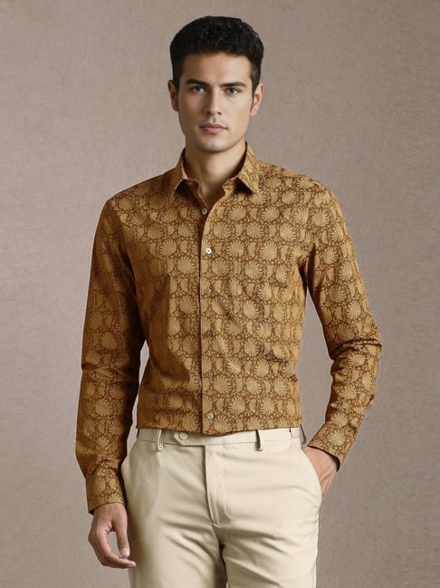 Louis Philippe Brown Cotton Slim Fit Printed Shirt-picture-25