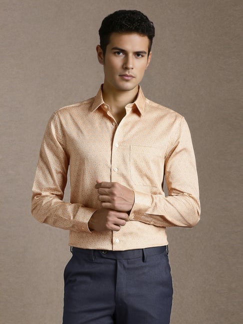 Louis Philippe Beige Cotton Slim Fit Printed Shirt-picture-23