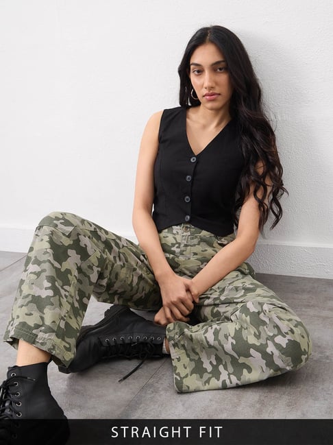 The Souled Store Olive Carpenter Pants Foxtrot Women Cargo Pants